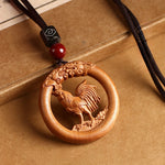 FREE Today: Ward Off Evil Spirits Peach Wood Chinese Zodiac Year Of The Horse Necklace Pendants