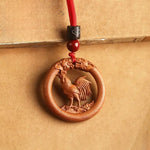 FREE Today: Ward Off Evil Spirits Peach Wood Chinese Zodiac Year Of The Horse Necklace Pendants