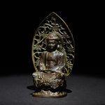 Buddha Stones Tathagata Buddha Alloy Statue Zen Home Decoration 9*4.5 cm