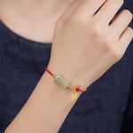 Buddha Stones 925 Sterling Silver Hetian Jade Prosperity Bracelet