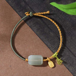 Buddha Stones 925 Sterling Silver Hetian Jade Prosperity Bracelet