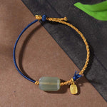 Buddha Stones 925 Sterling Silver Hetian Jade Prosperity Bracelet