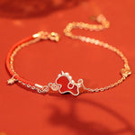 Buddha Stones 925 Sterling Silver Year Of The Horse Red String Red Agate Coin Charm Luck Bracelet
