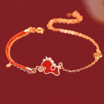 Buddha Stones 925 Sterling Silver Year Of The Horse Red String Red Agate Coin Charm Luck Bracelet