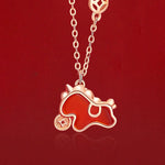 Buddha Stones 925 Sterling Silver Year Of The Horse Red String Red Agate Coin Charm Luck Bracelet