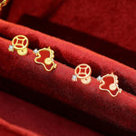 Buddha Stones 925 Sterling Silver Year Of The Horse Red String Red Agate Coin Charm Luck Bracelet