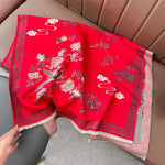 Buddha Stones Winter Birds Bamboo Leaves Vines Pattern Soft Scarf Shawl