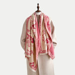 Buddha Stones Winter Birds Bamboo Leaves Vines Pattern Soft Scarf Shawl