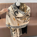 Buddha Stones Winter Birds Bamboo Leaves Vines Pattern Soft Scarf Shawl