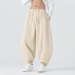 Buddha Stones Fall Solid Color Corduroy Men's Harem Pants With Pockets