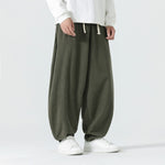 Buddha Stones Fall Solid Color Corduroy Men's Harem Pants With Pockets