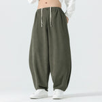 Buddha Stones Fall Solid Color Corduroy Men's Harem Pants With Pockets