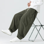 Buddha Stones Fall Solid Color Corduroy Men's Harem Pants With Pockets