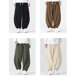 Buddha Stones Fall Solid Color Corduroy Men's Harem Pants With Pockets