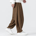 Buddha Stones Fall Solid Color Corduroy Men's Harem Pants With Pockets