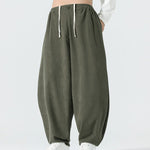 Buddha Stones Fall Solid Color Corduroy Men's Harem Pants With Pockets