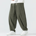 Buddha Stones Fall Solid Color Corduroy Men's Harem Pants With Pockets