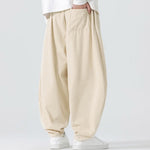 Buddha Stones Fall Solid Color Corduroy Men's Harem Pants With Pockets