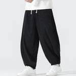 Buddha Stones Fall Solid Color Corduroy Men's Harem Pants With Pockets