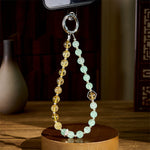 Buddha Stones Green Strawberry Quartz Citrine Beaded Soothing Key Chain Phone Hanging Decoration