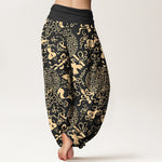 Buddha Stones Pure Cotton Chinese Character Gourd Auspicious Pattern Women's Elastic Waist Harem Pants