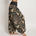 Buddha Stones Pure Cotton Chinese Character Gourd Auspicious Pattern Women's Elastic Waist Harem Pants