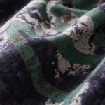Buddha Stones Fall Printed Patchwork Design Drawstring Long Sleeve Linen Midi Dress With Pockets