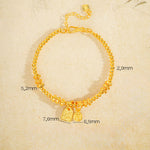 Buddha Stones 24k Gold Plated Brass Fu Character Lucky Charm Blessing Bracelet