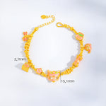 Buddha Stones 24k Gold Plated Brass Fox Fu Character Ruyi Charm Luck Bracelet