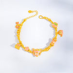 Buddha Stones 24k Gold Plated Brass Fox Fu Character Ruyi Charm Luck Bracelet