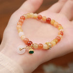 Buddha Stones Peace Buckle Golden Silk Jade Ward Off Evil Spirits Bracelet