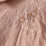 Buddha Stones Embroidered Flower Vine Pattern Long Sleeve Women's Lapel Shirt