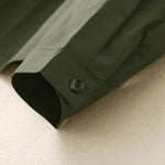 Buddha Stones Plain Double-breasted Long Sleeve Women's Cotton Lapel Shirt