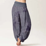 Buddha Stones Cotton Casual Bamboo Rock Ink Painting Women's Elastic Waist Harem Pants