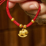 Buddha Stones Golden Year Of The Horse Red String Copper Strength Braided Bracelet