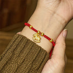 Buddha Stones Golden Year Of The Horse Red String Copper Strength Braided Bracelet