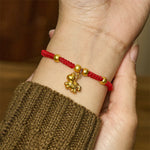 Buddha Stones Golden Year Of The Horse Red String Copper Strength Braided Bracelet