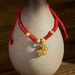 Buddha Stones Golden Year Of The Horse Red String Copper Strength Braided Bracelet