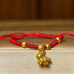 Buddha Stones Golden Year Of The Horse Red String Copper Strength Braided Bracelet