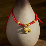 Buddha Stones Golden Year Of The Horse Red String Copper Strength Braided Bracelet