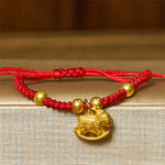 Buddha Stones Golden Year Of The Horse Red String Copper Strength Braided Bracelet