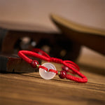 Buddha Stones Peace Buckle White Agate Flat Knot Diamond Knot Red String Connection Bracelet