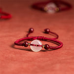 Buddha Stones Peace Buckle White Agate Flat Knot Diamond Knot Red String Connection Bracelet