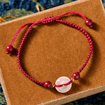 Buddha Stones Peace Buckle White Agate Flat Knot Diamond Knot Red String Connection Bracelet