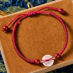 Buddha Stones Peace Buckle White Agate Flat Knot Diamond Knot Red String Connection Bracelet