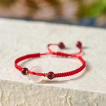 Buddha Stones Peace Buckle White Agate Flat Knot Diamond Knot Red String Connection Bracelet