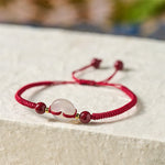 Buddha Stones Peace Buckle White Agate Flat Knot Diamond Knot Red String Connection Bracelet