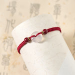 Buddha Stones Peace Buckle White Agate Flat Knot Diamond Knot Red String Connection Bracelet