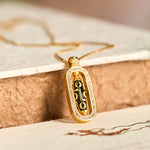 Buddha Stones 24k Gold Plated Brass Nine-eye Dzi Bead Auspicious Pattern Wealth Pendant Necklace