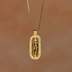 Buddha Stones 24k Gold Plated Brass Nine-eye Dzi Bead Auspicious Pattern Wealth Pendant Necklace